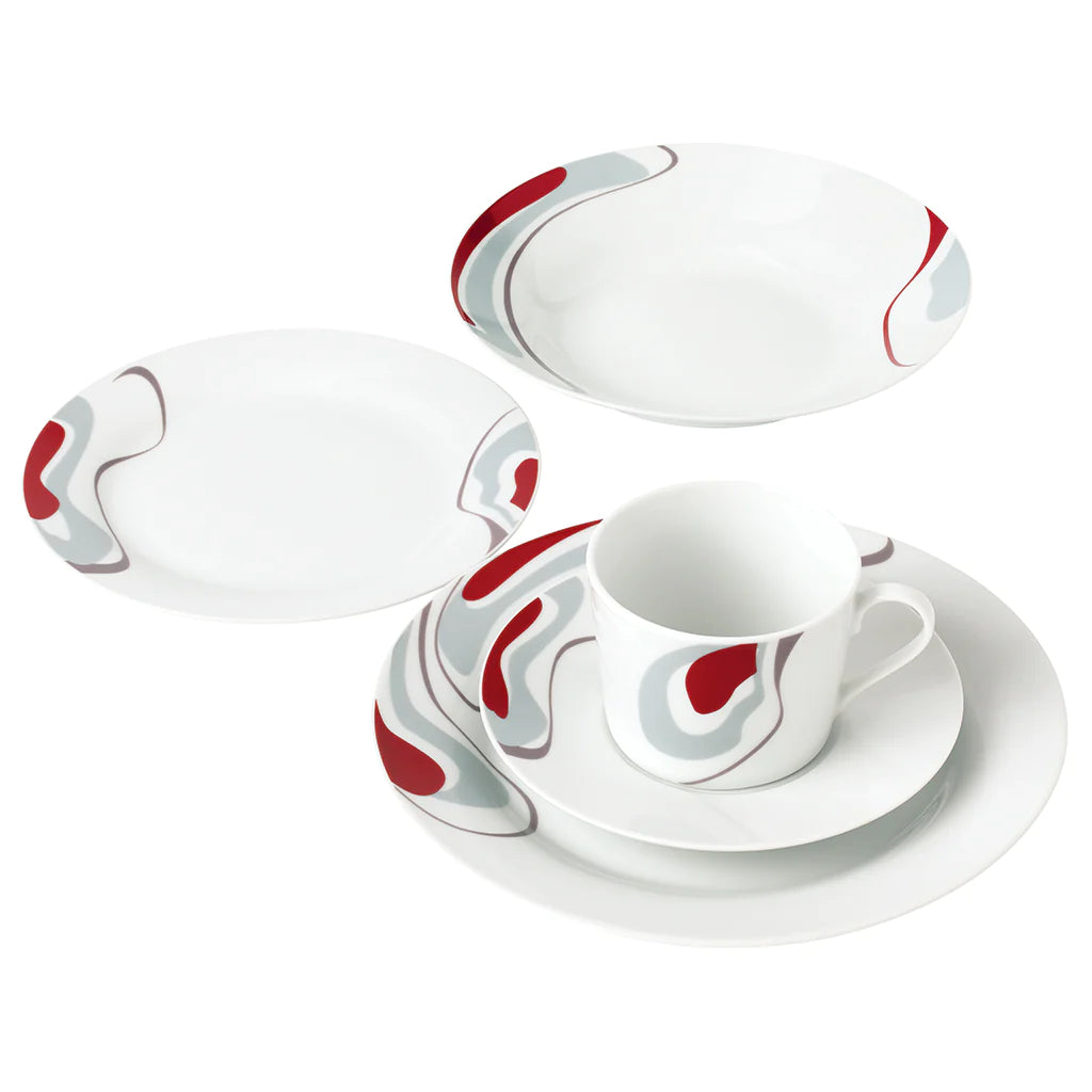 Vajilla de porcelana ANFORA 1920 Batya Rojo/Blanco