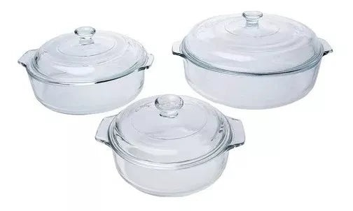 PYROREY Juego de cacerolas de vidrio con tapa 6 piezas